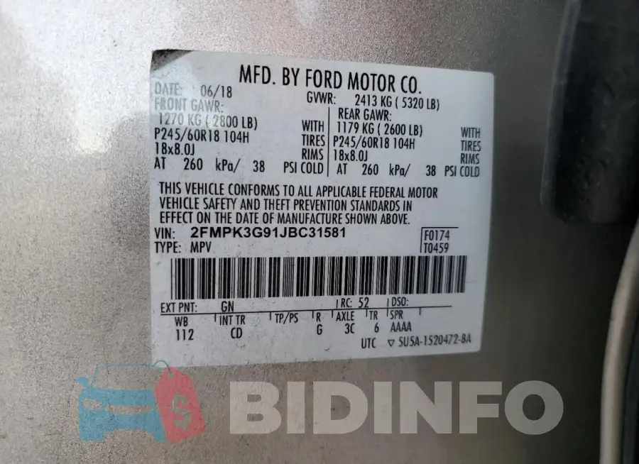 2FMPK3G91JBC31581 Photo# 13