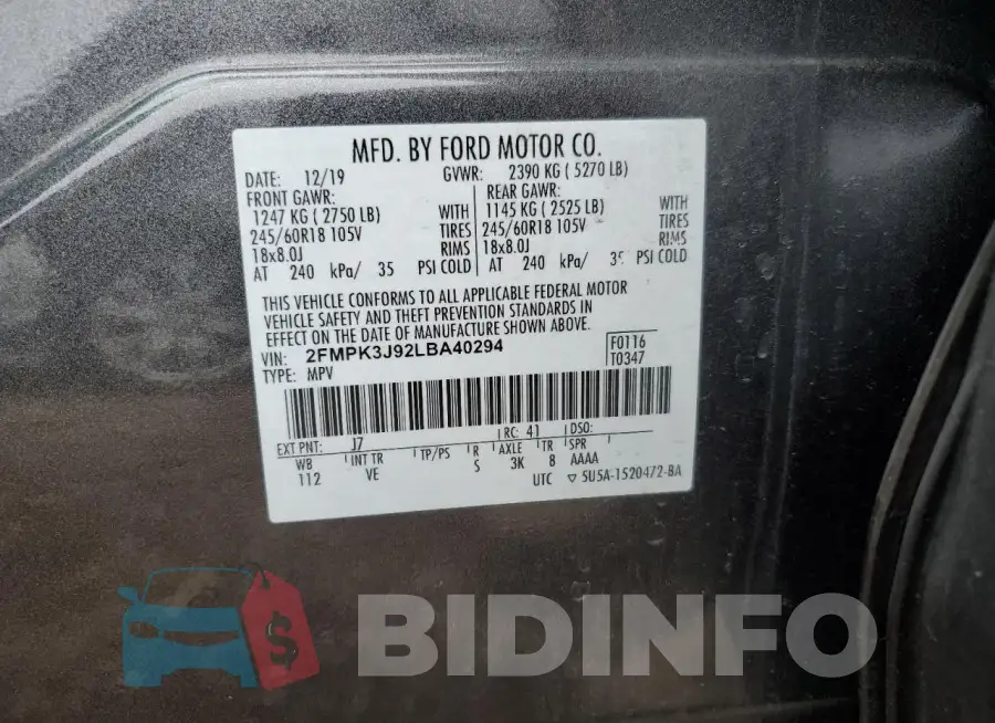 2FMPK3J92LBA40294 Photo# 14