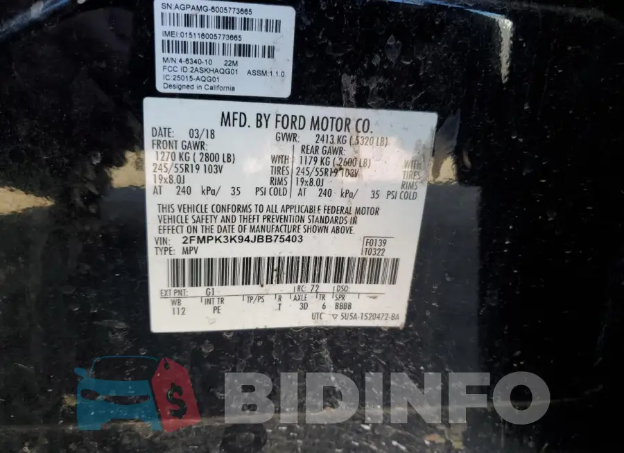 2FMPK3K94JBB75403 Photo# 13