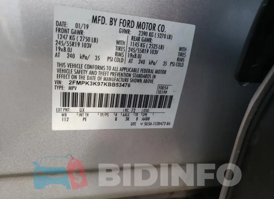 2FMPK3K97KBB53476 Photo# 13