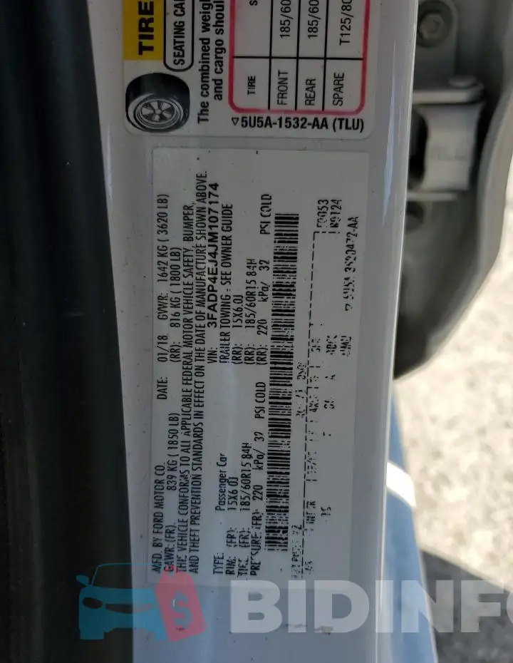 3FADP4EJ4JM107174 Photo# 13