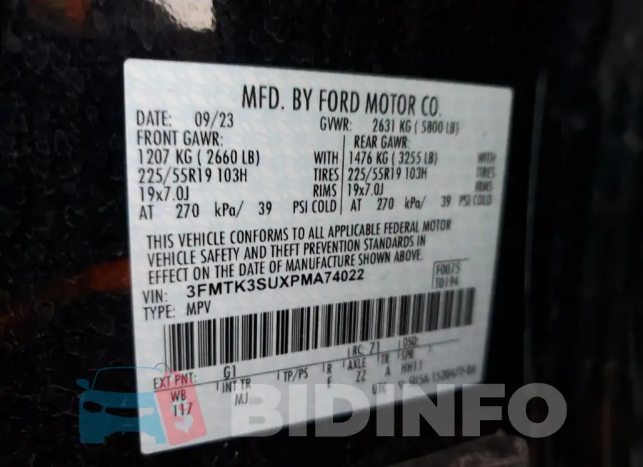 3FMTK3SUXPMA74022 Photo# 13