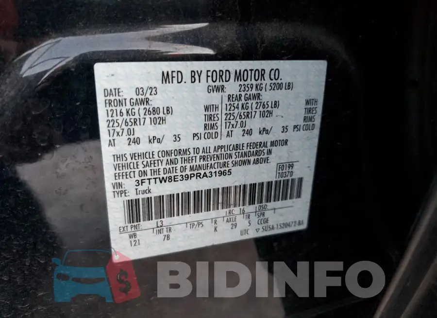 3FTTW8E39PRA31965 Photo# 12