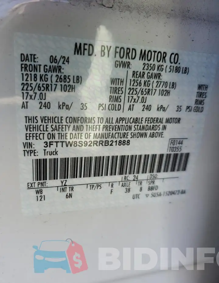 3FTTW8S92RRB21888 Photo# 12