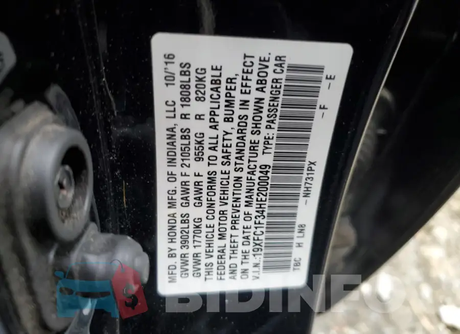19XFC1F34HE200049 Photo# 12