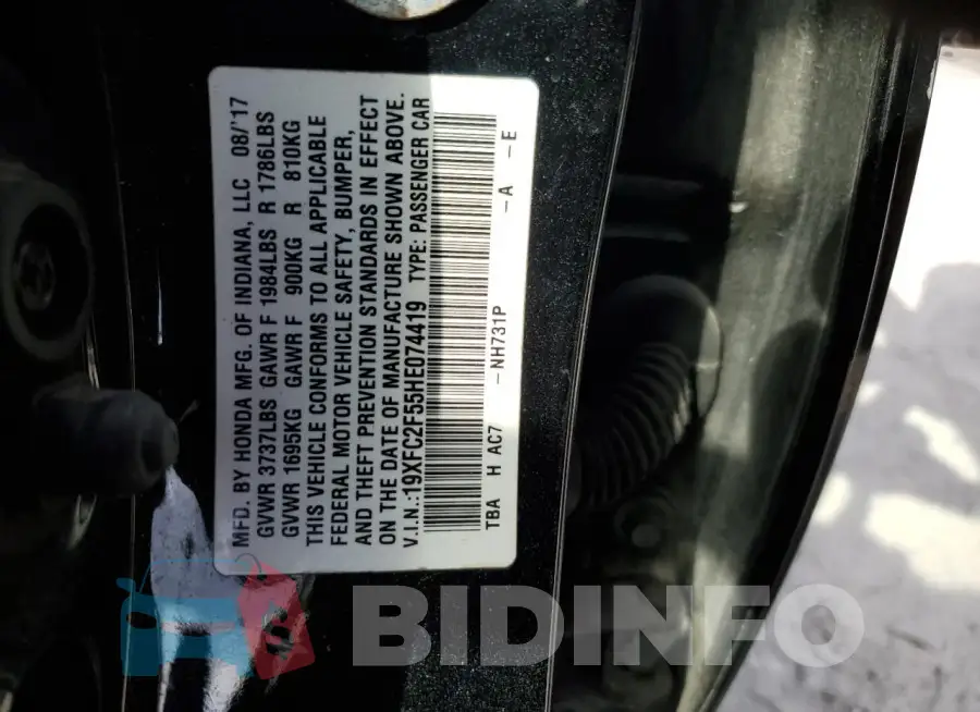 19XFC2F55HE074419 Photo# 12