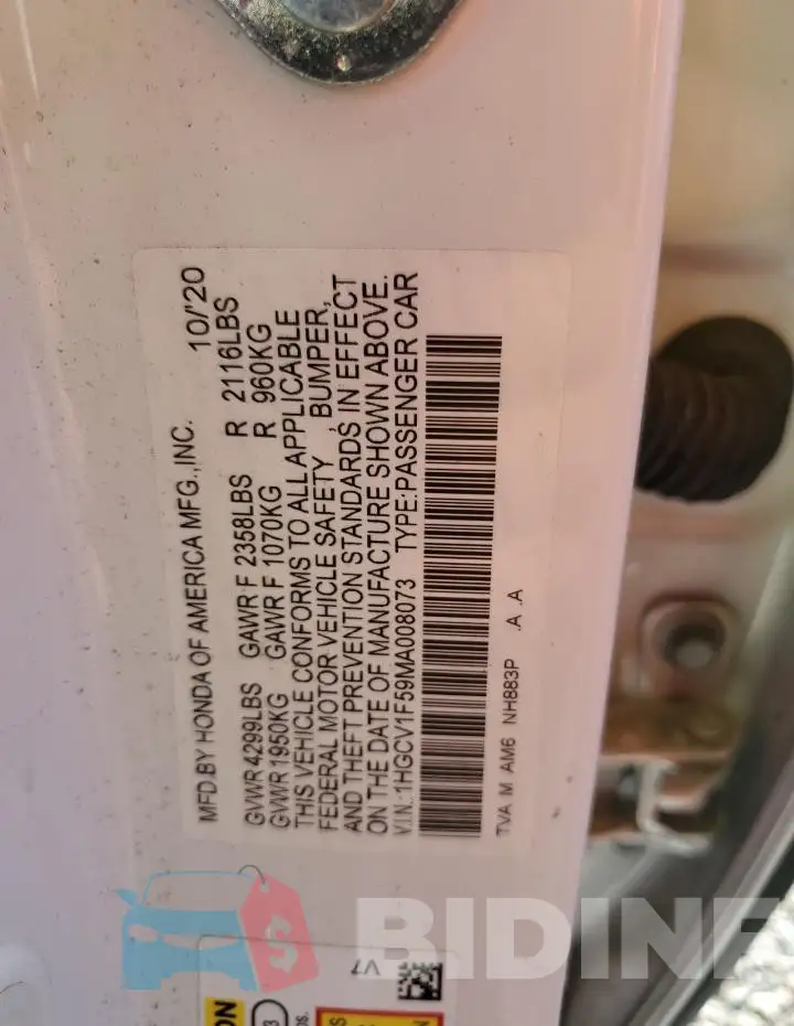 1HGCV1F59MA008073 Photo# 10