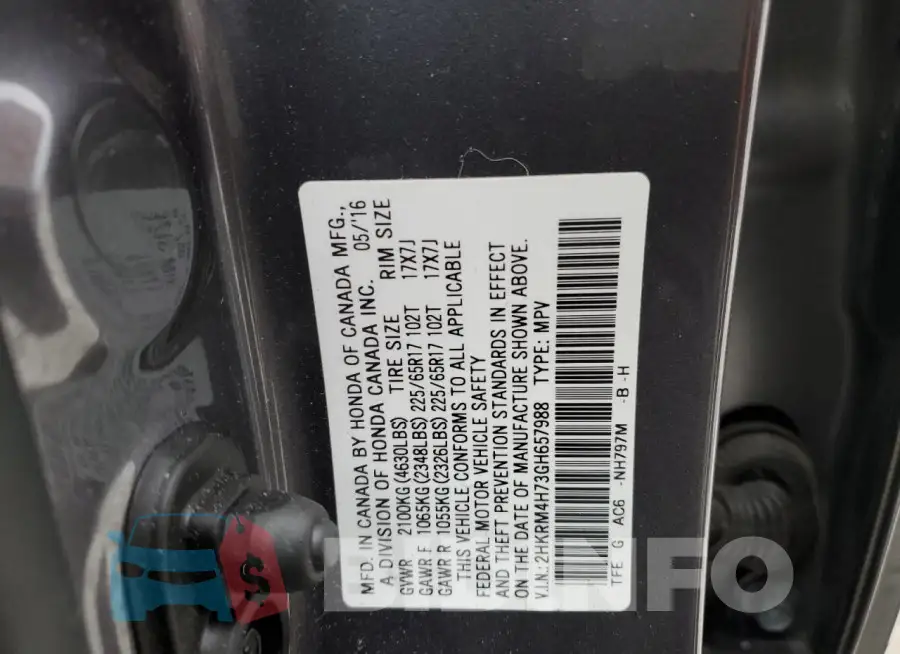 2HKRM4H73GH657988 Photo# 13