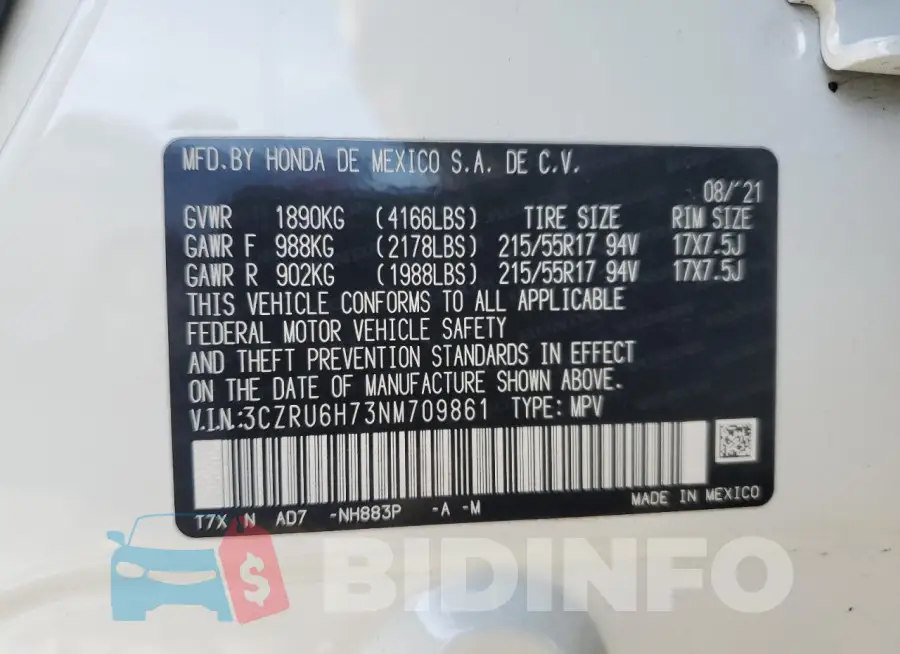 3CZRU6H73NM709861 Photo# 13