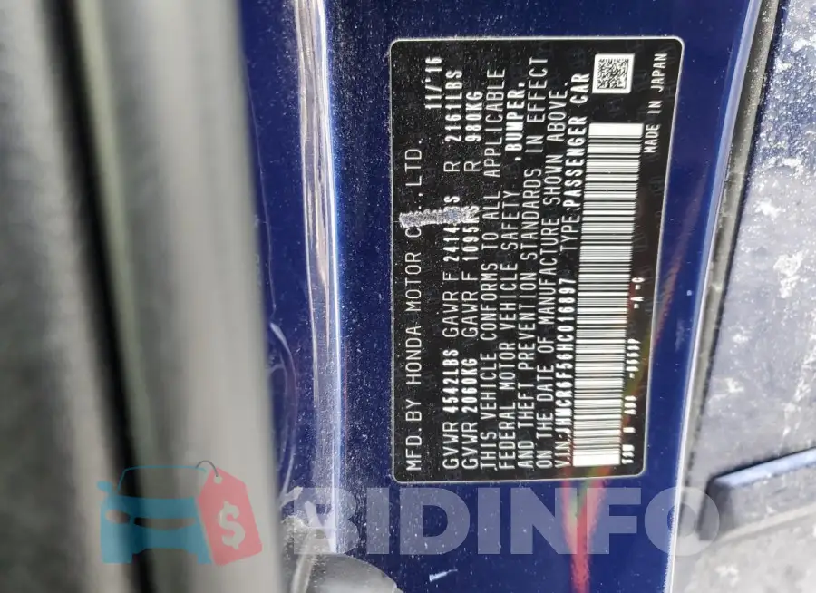 JHMCR6F56HC016897 Photo# 12