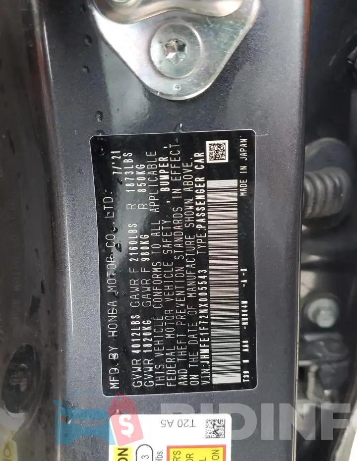JHMFE1F72NX005543 Photo# 12