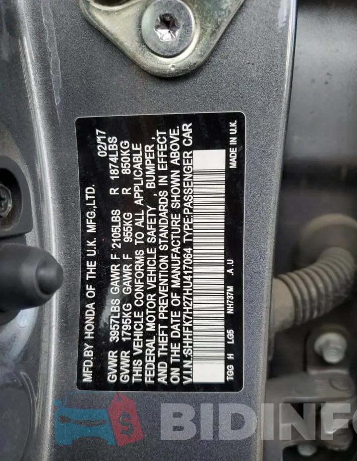 SHHFK7H27HU417064 Photo# 12