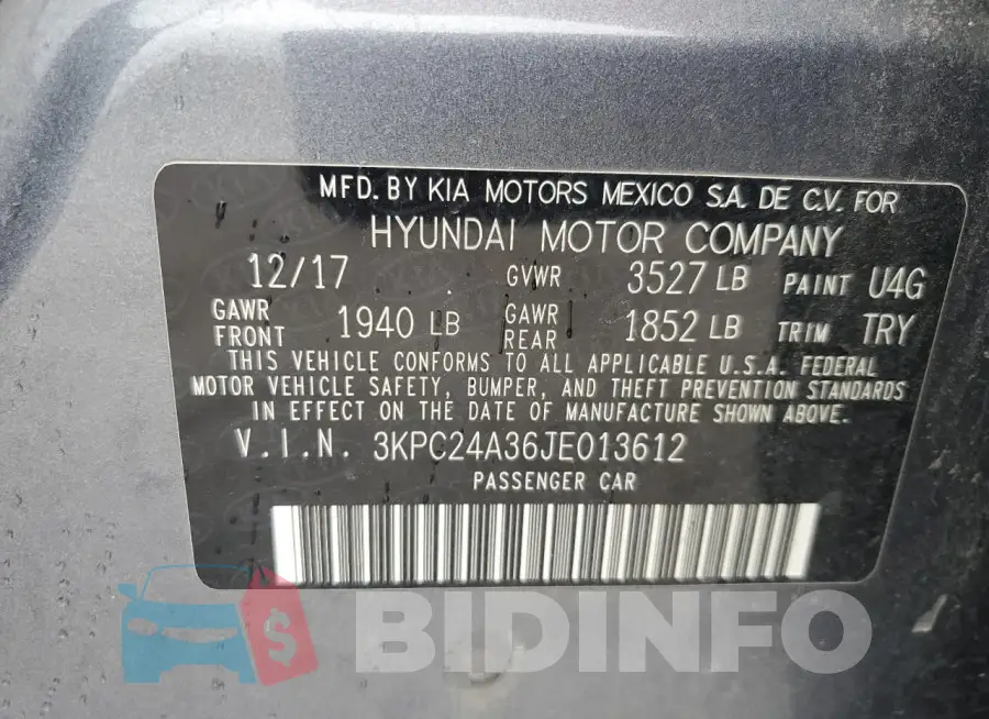 3KPC24A36JE013612 Photo# 12
