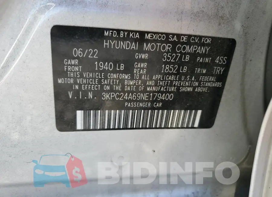 3KPC24A69NE179400 Photo# 12