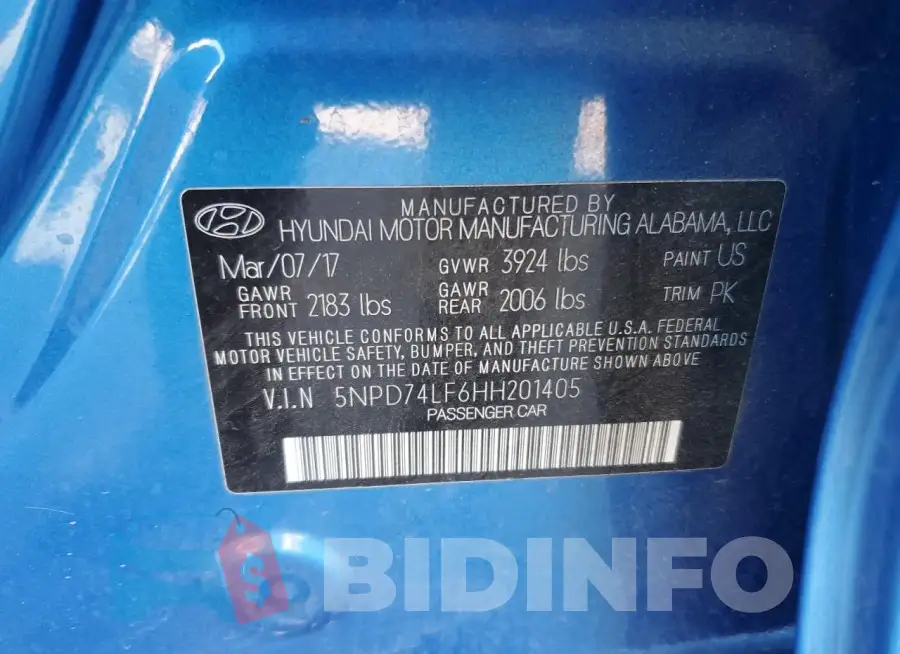 5NPD74LF6HH201405 Photo# 13