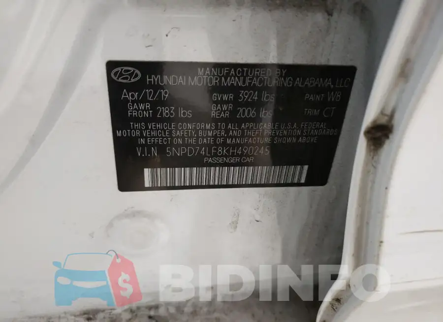 5NPD74LF8KH490245 Photo# 12