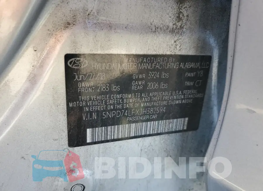 5NPD74LFXJH382594 Photo# 12
