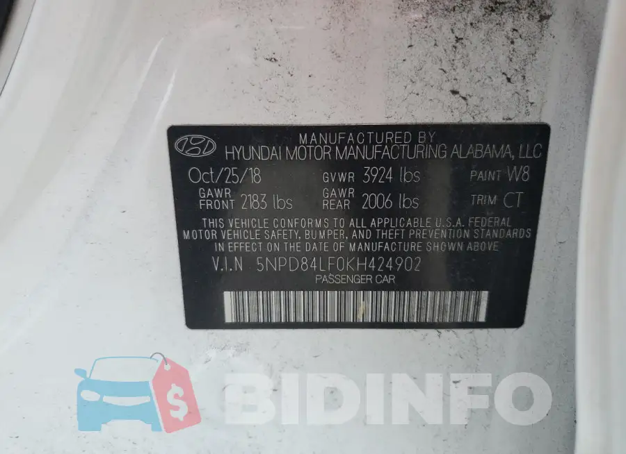 5NPD84LF0KH424902 Photo# 12
