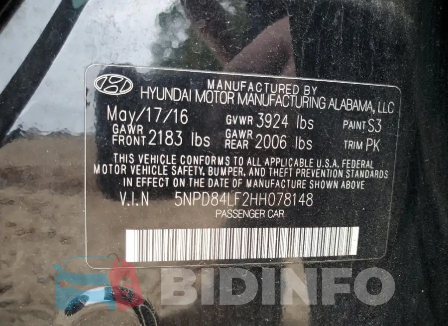 5NPD84LF2HH078148 Photo# 12