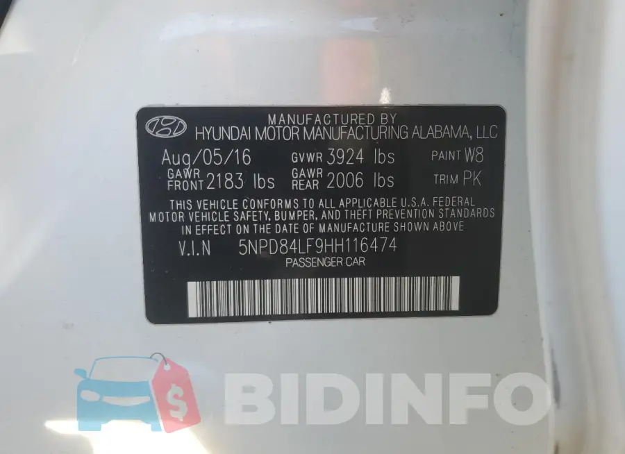 5NPD84LF9HH116474 Photo# 12