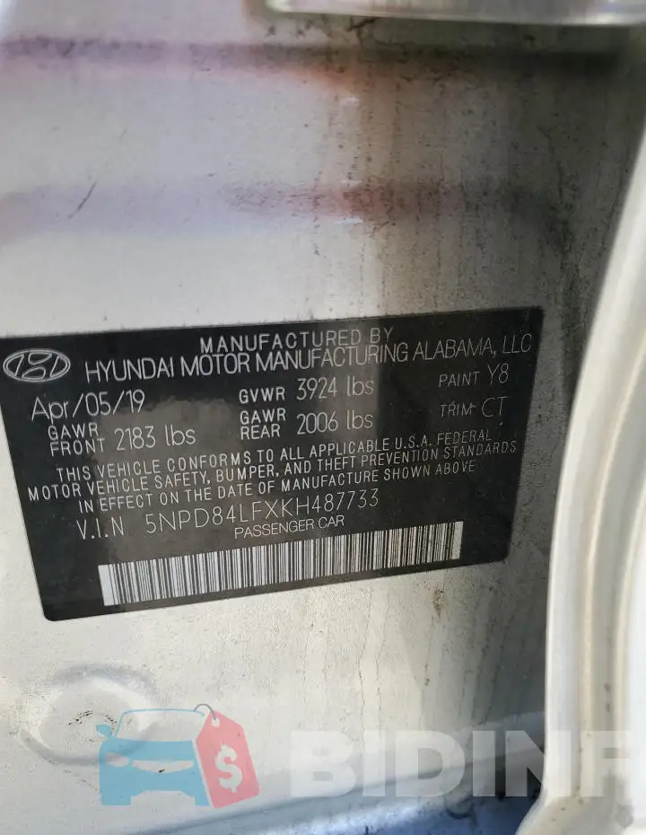 5NPD84LFXKH487733 Photo# 12