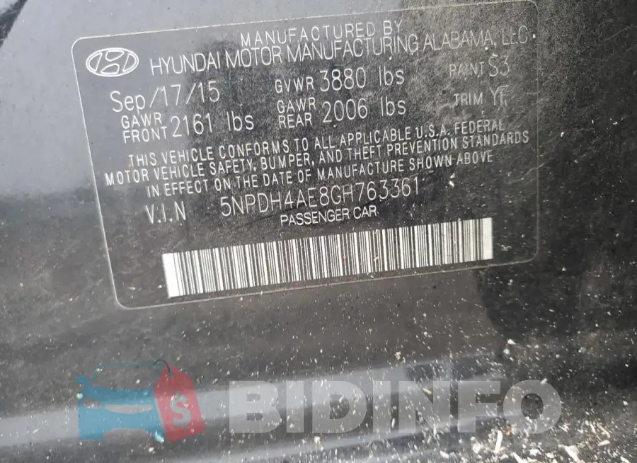 5NPDH4AE8GH763361 Photo# 12