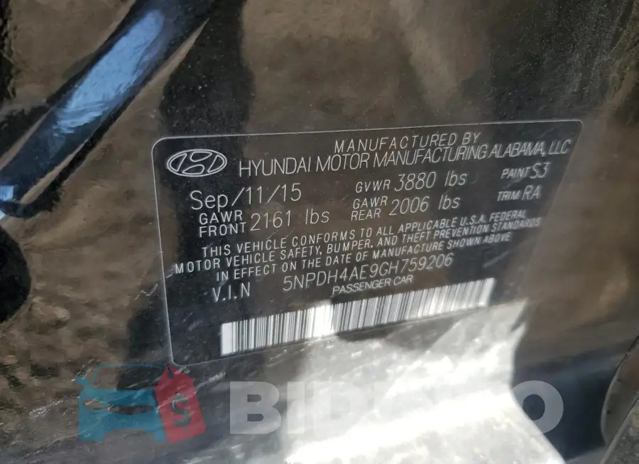 5NPDH4AE9GH759206 Photo# 12