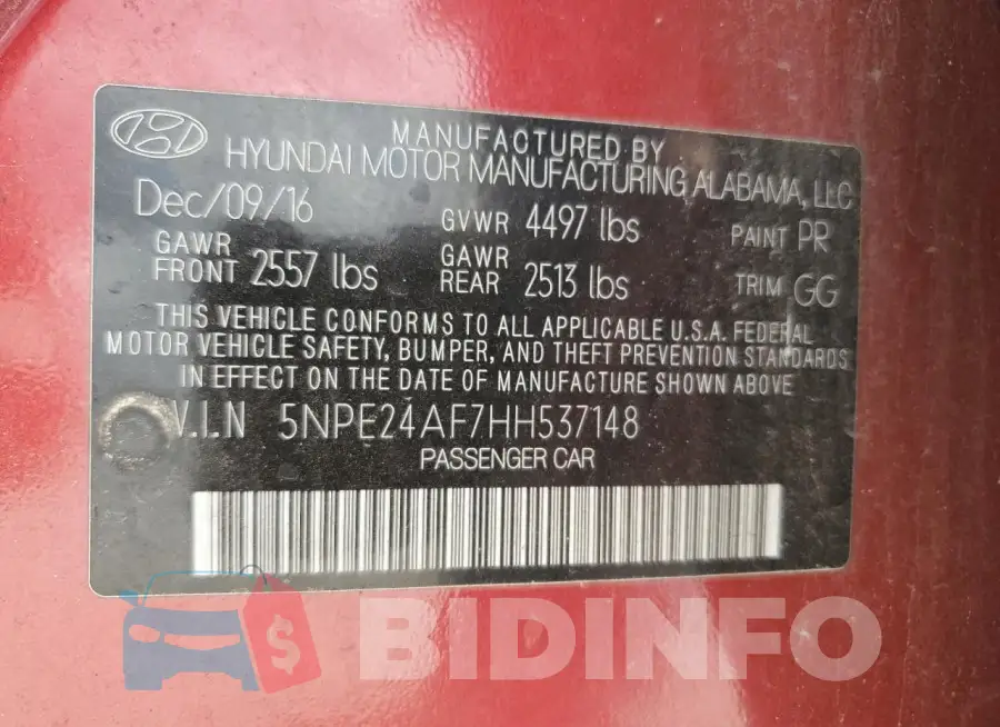 5NPE24AF7HH537148 Photo# 12
