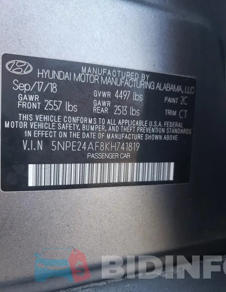 5NPE24AF8KH741819 Photo# 12