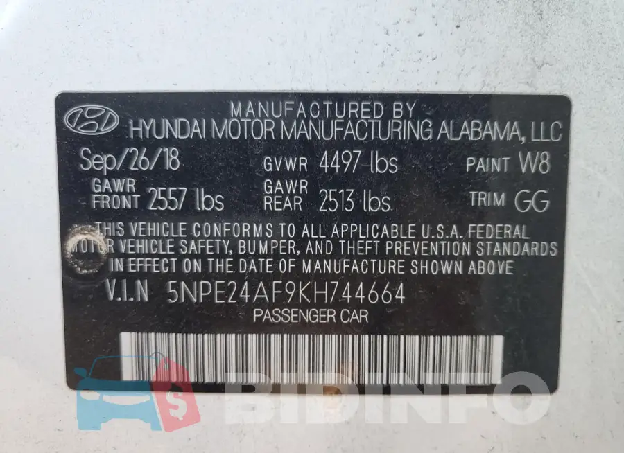 5NPE24AF9KH744664 Photo# 12