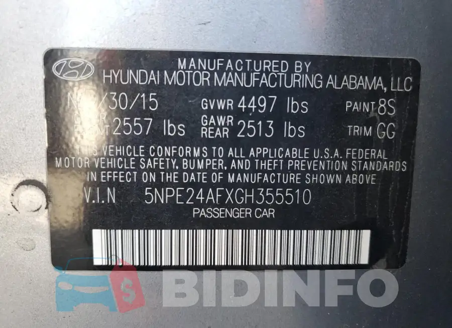5NPE24AFXGH355510 Photo# 12
