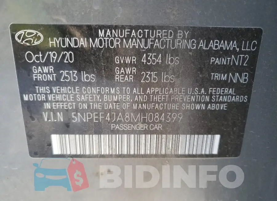 5NPEF4JA8MH084399 Photo# 12