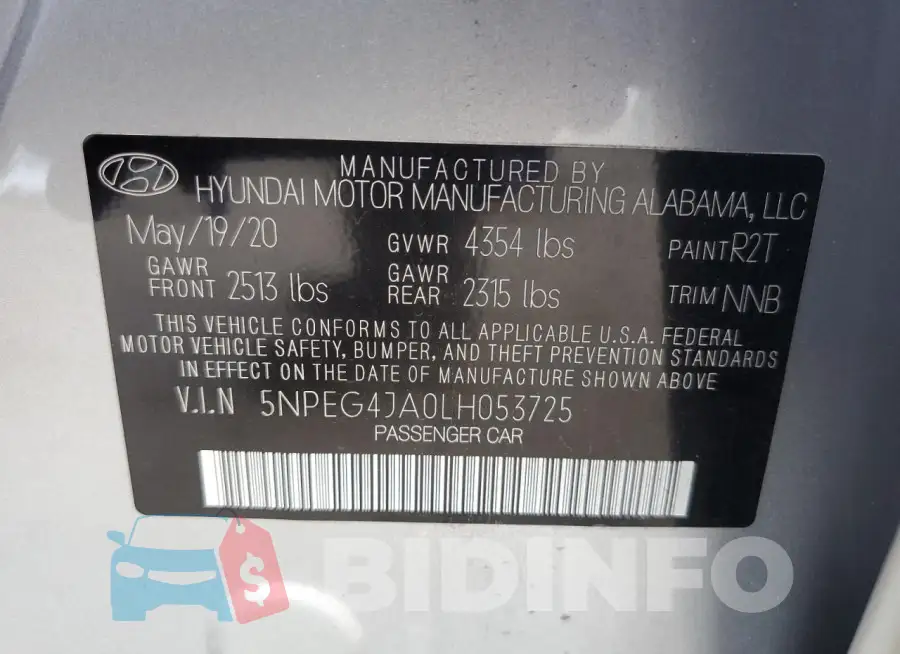 5NPEG4JA0LH053725 Photo# 13