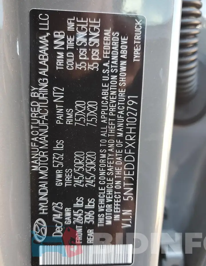 5NTJEDDFXRH102791 Photo# 13