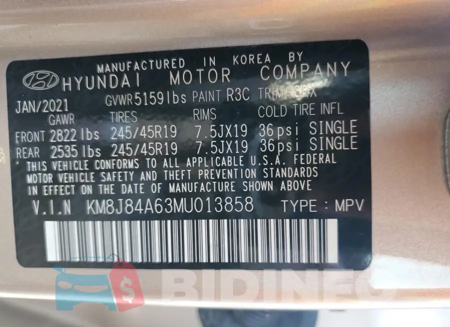 KM8J84A63MU013858 Photo# 13