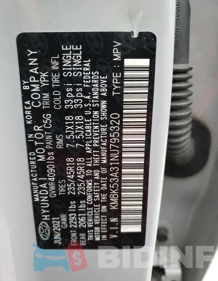 KM8K53A31NU795320 Photo# 13