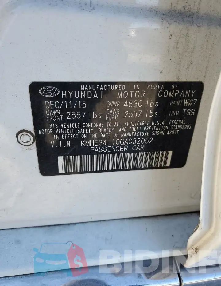 KMHE34L10GA032052 Photo# 12