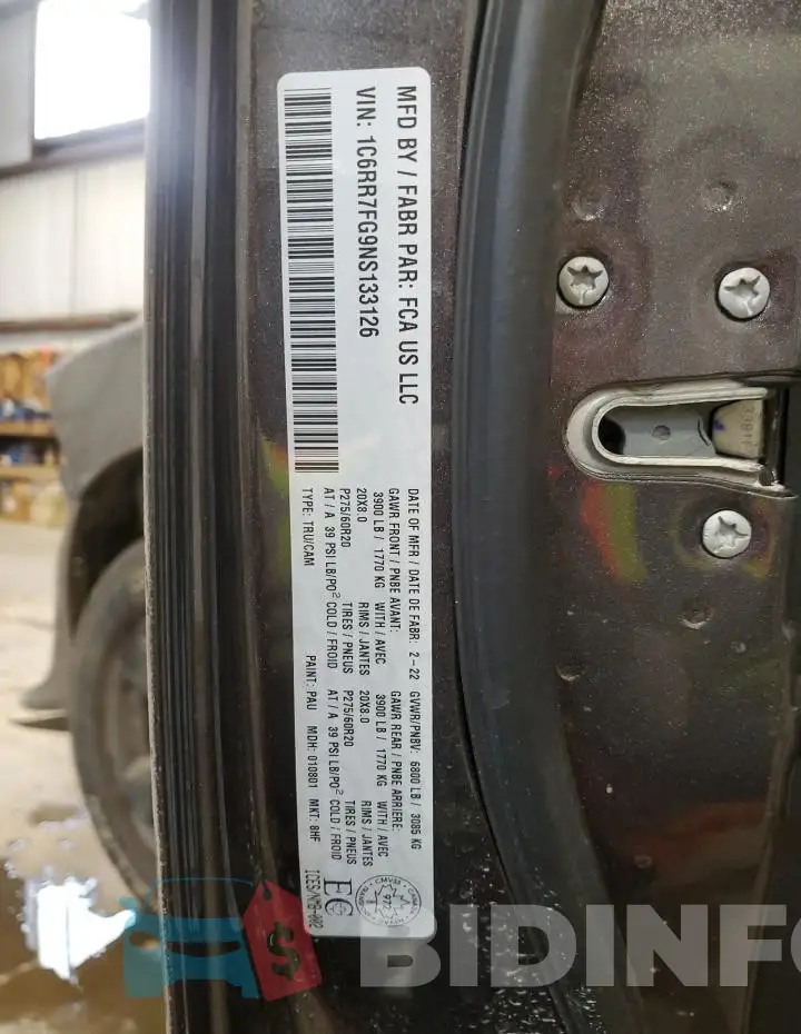 1C6RR7FG9NS133126 Photo# 13