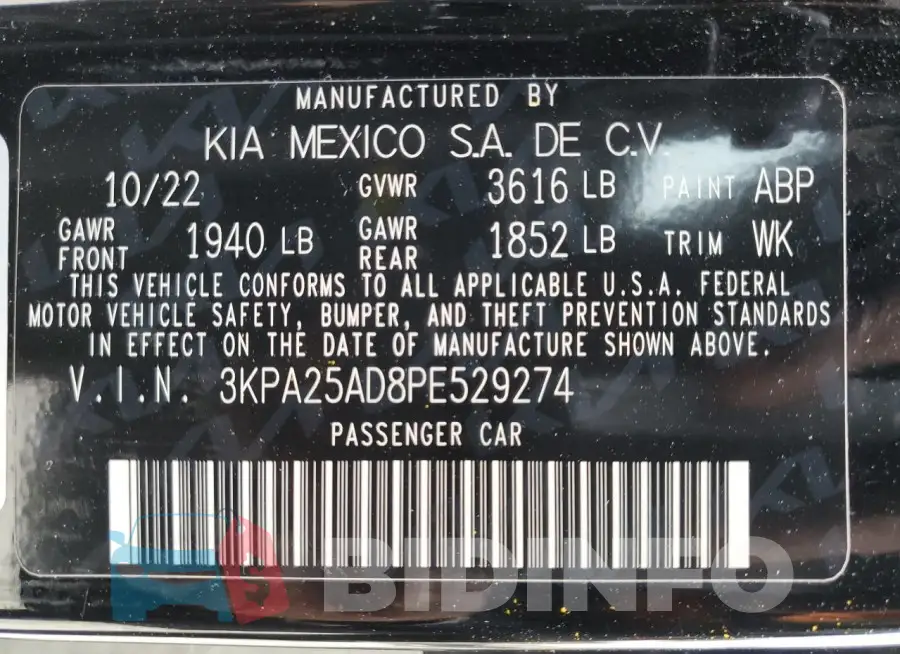 3KPA25AD8PE529274 Photo# 12