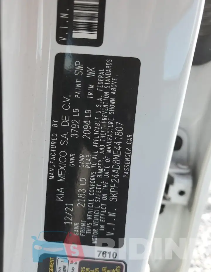 3KPF24AD8NE441807 Photo# 13