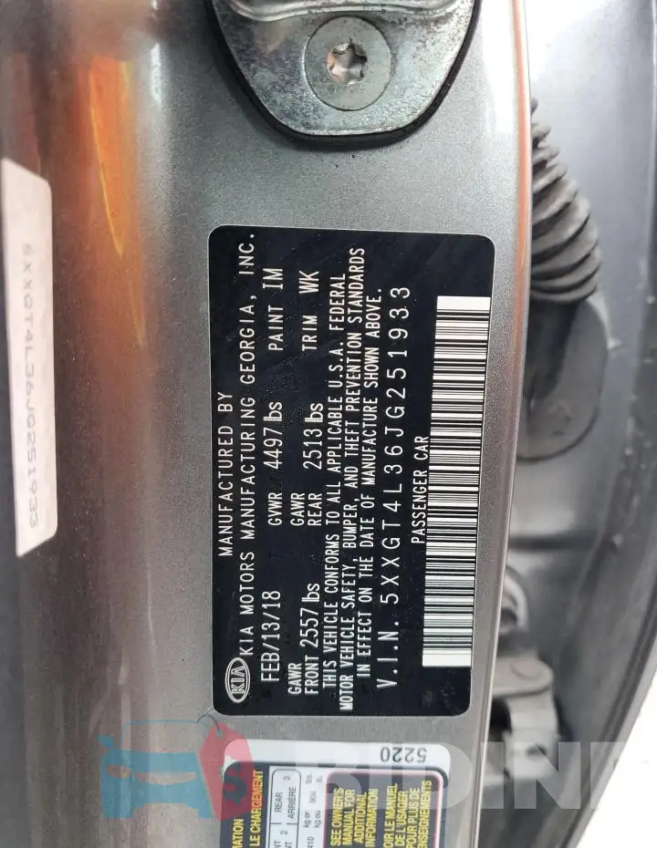 5XXGT4L36JG251933 Photo# 12