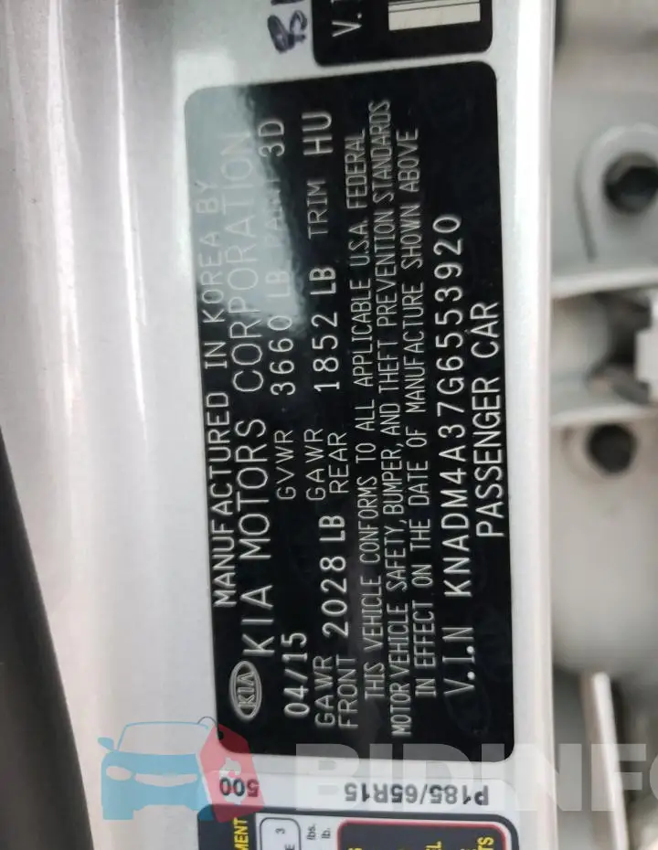 KNADM4A37G6553920 Photo# 12