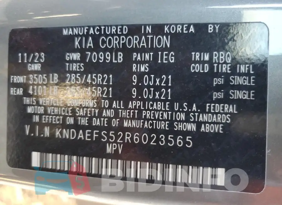 KNDAEFS52R6023565 Photo# 14