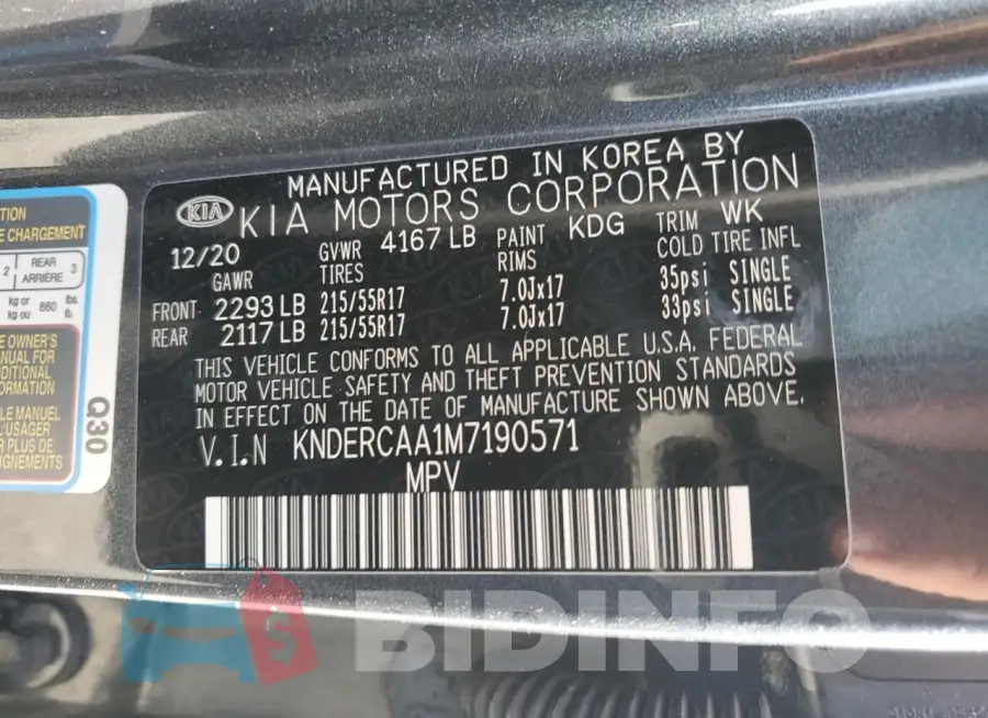 KNDERCAA1M7190571 Photo# 13