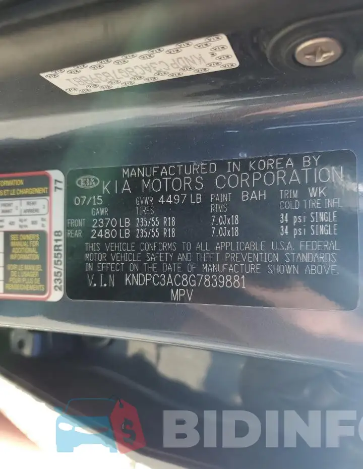KNDPC3AC8G7839881 Photo# 13