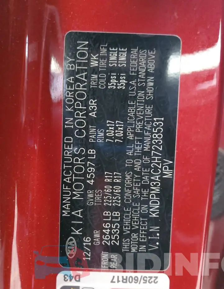 KNDPM3AC2H7238531 Photo# 14