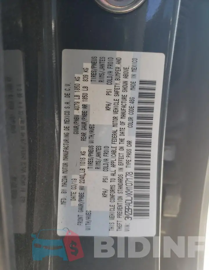 3MZBPADLXKM107178 Photo# 13