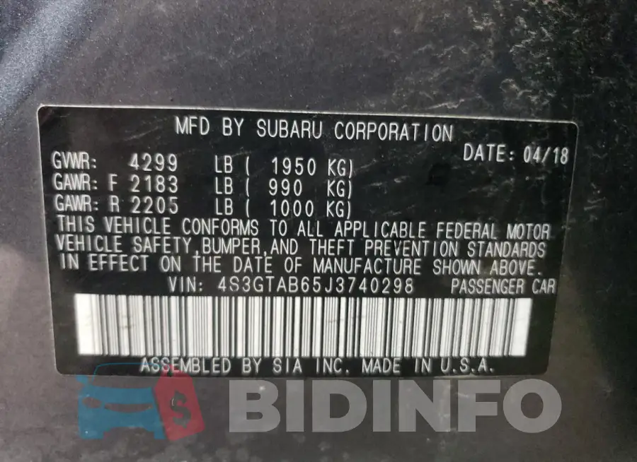 4S3GTAB65J3740298 Photo# 12