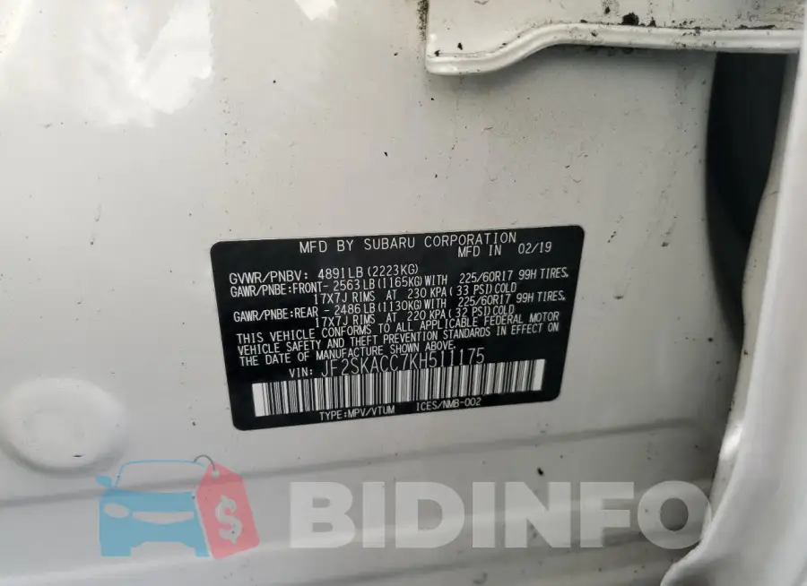 JF2SKACC7KH511175 Photo# 12