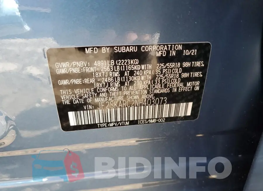JF2SKARC2NH403073 Photo# 12